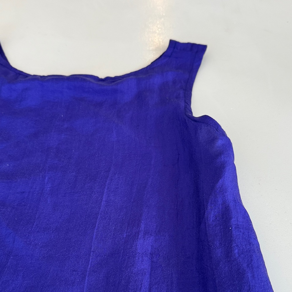 Karen Kane 100% Silk Royal Blue Tank Top Sleeveless Scoop Neck Size 4 27145 - Picture 10 of 10